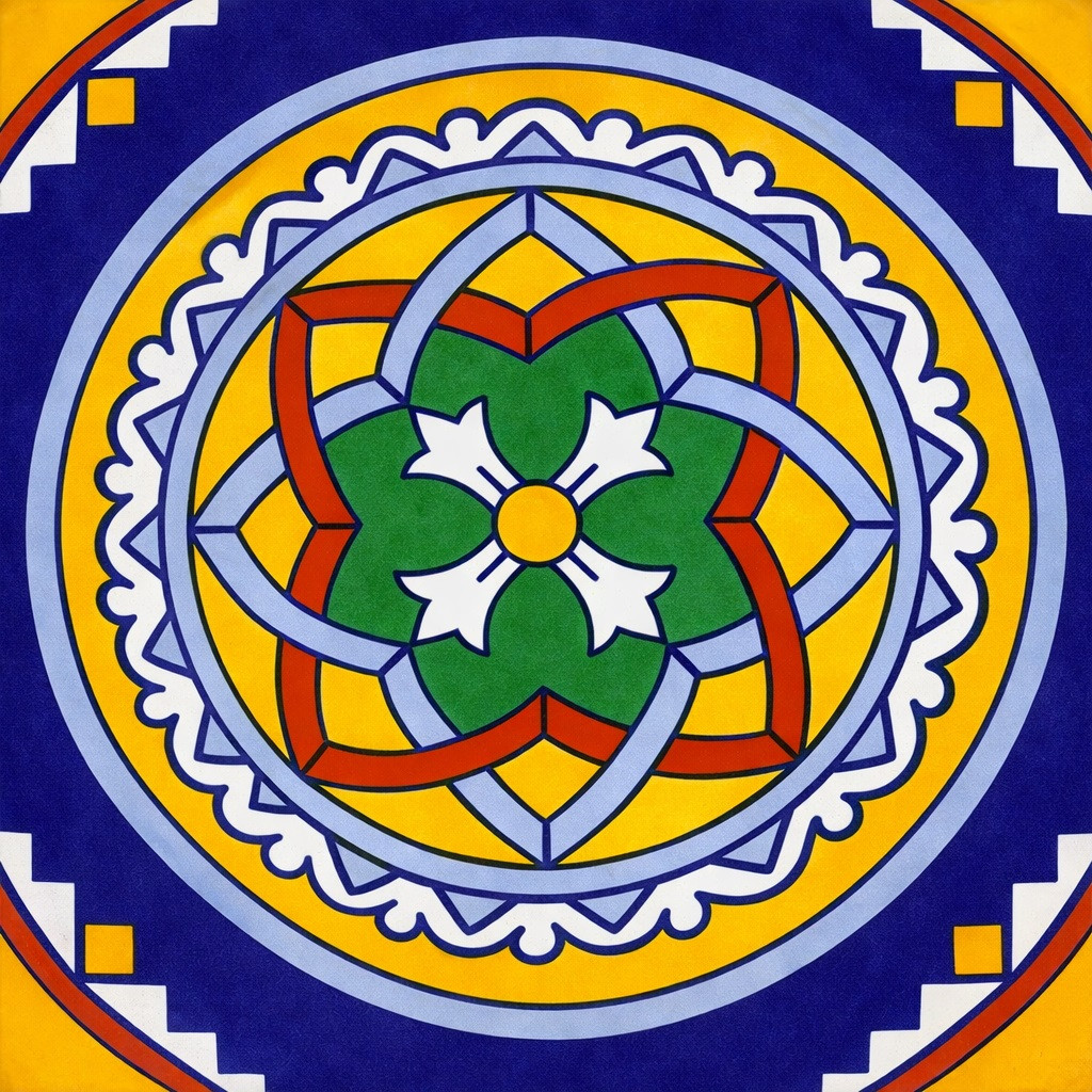 Talavera circular vitral medallion tile