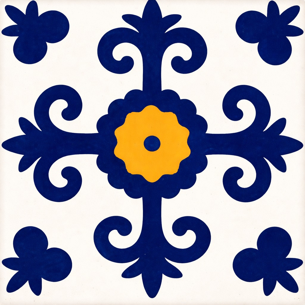 Cobalt cross motif talavera tile