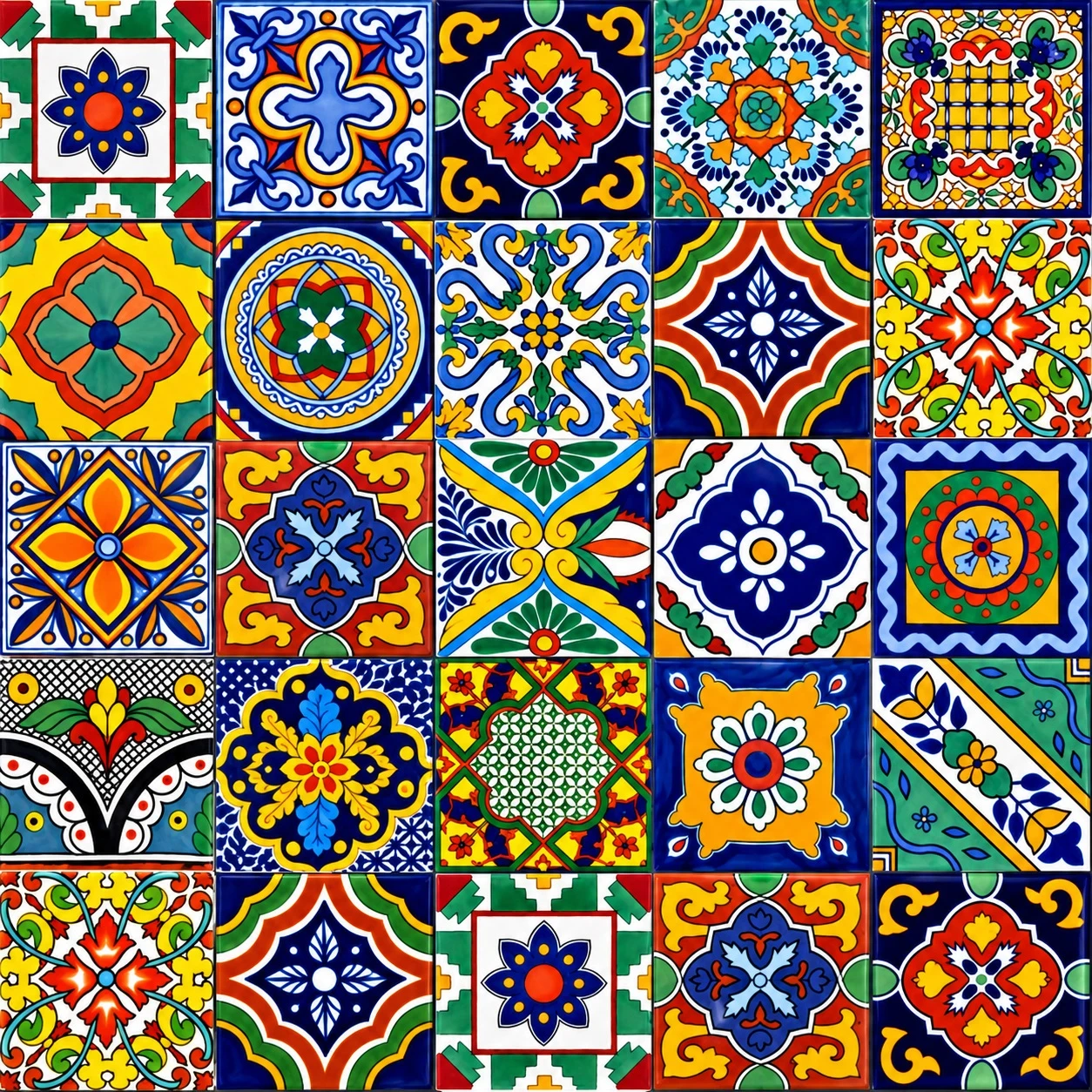 Colorful talavera mixed pattern tiles