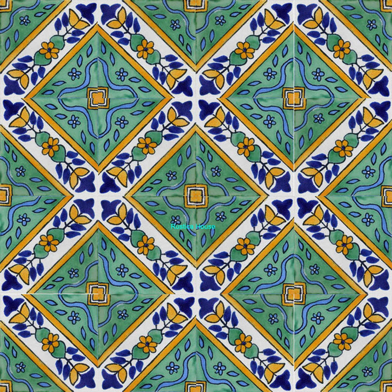 artisan crafted Mexican tiles yellow blue
