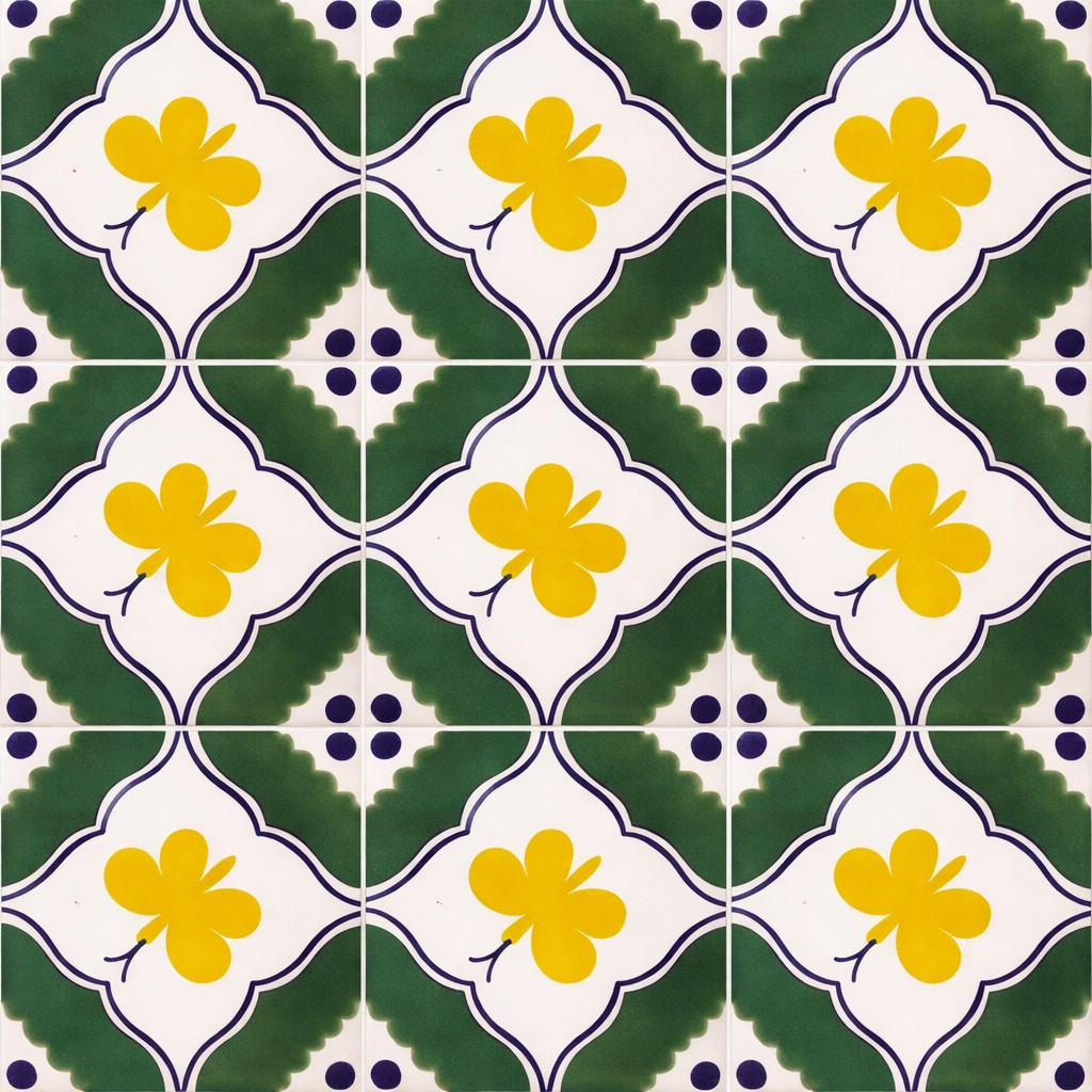 Yellow Quatrefoil Talavera Tile Pattern