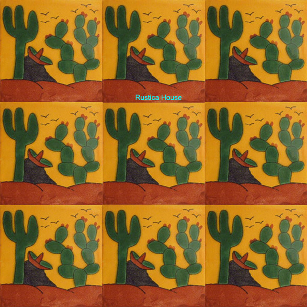 artisan crafted Mexican tiles green yellow
