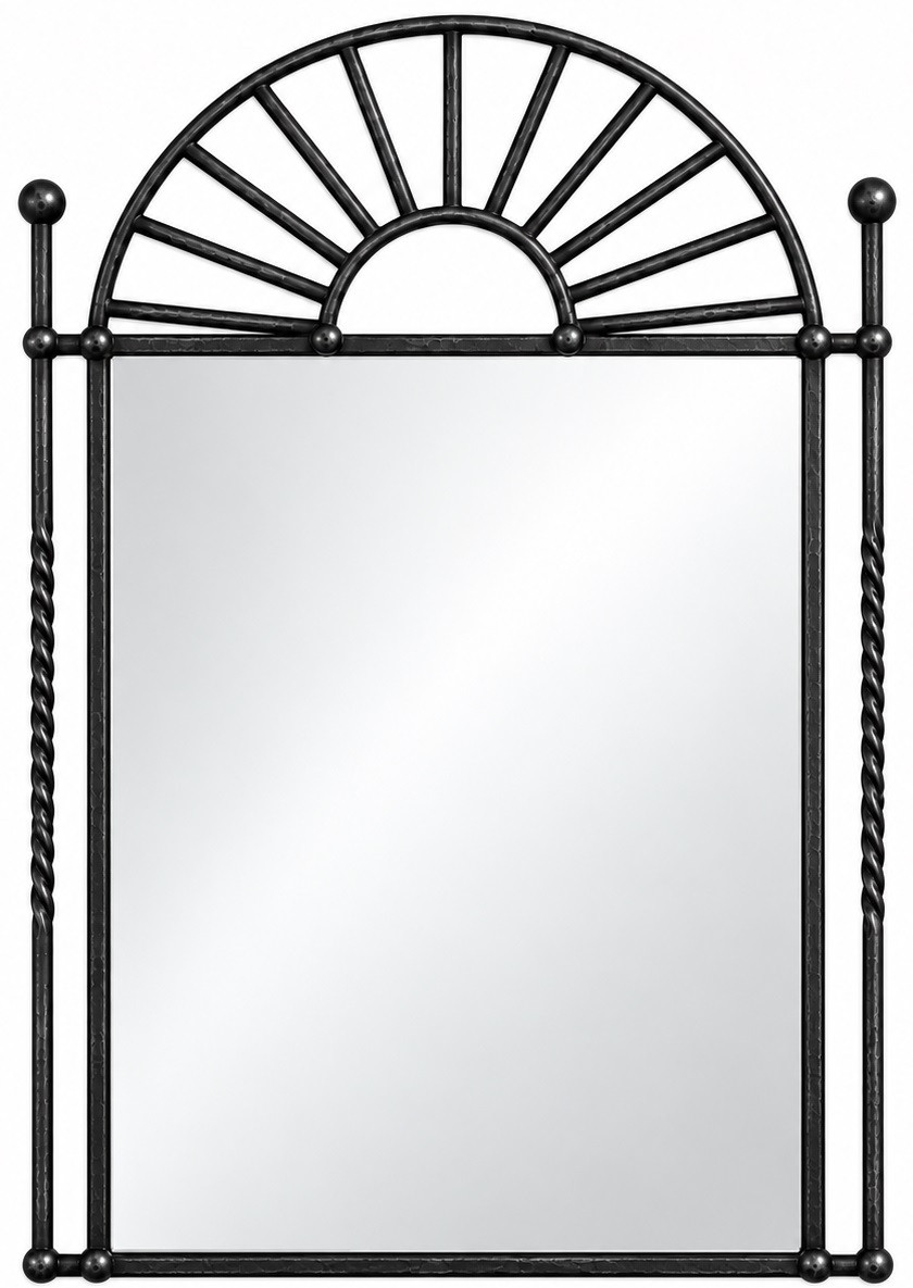 Wrought iron sunburst mirror in Spanish Revival design
