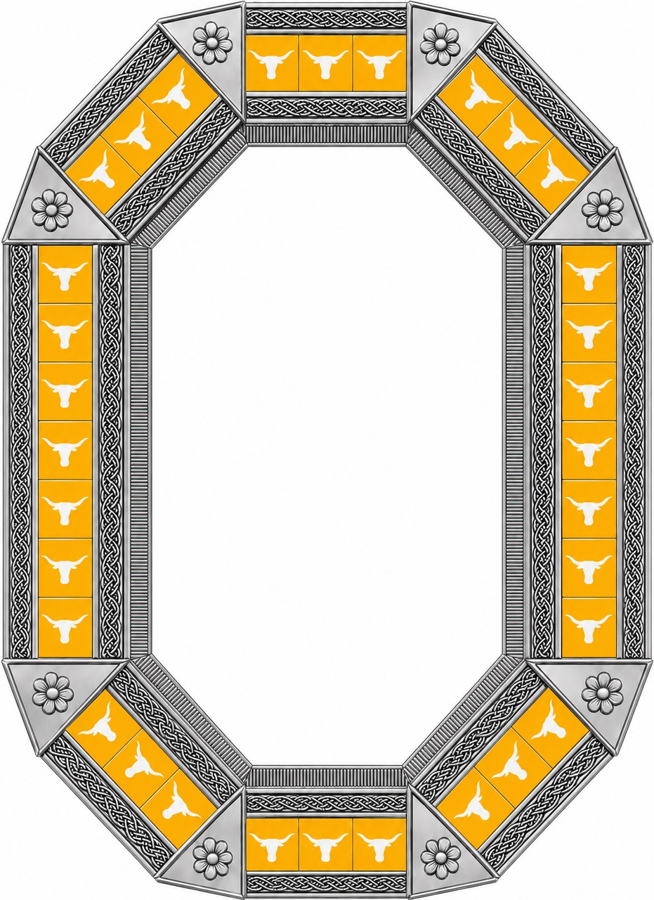 Octagonal tin mirror with yellow talavera longhorn tiles