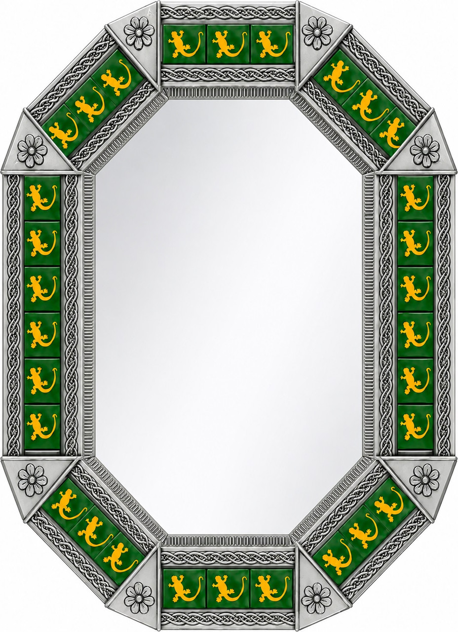 Decorating octagonal lizard talavera tin mirror frame design