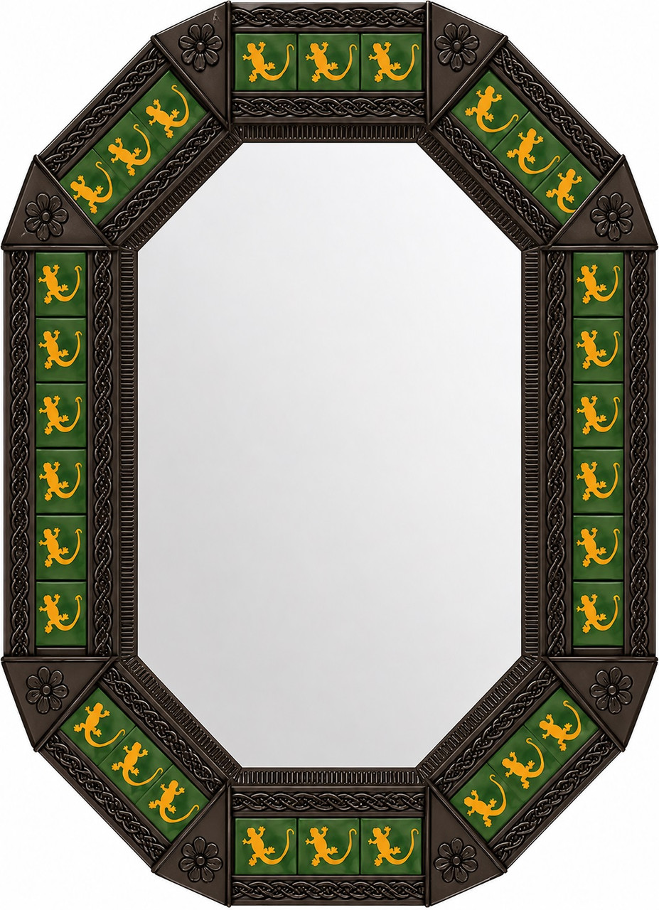 Decorating Octagonal Lizard Talavera Tin Mirror Frame Design