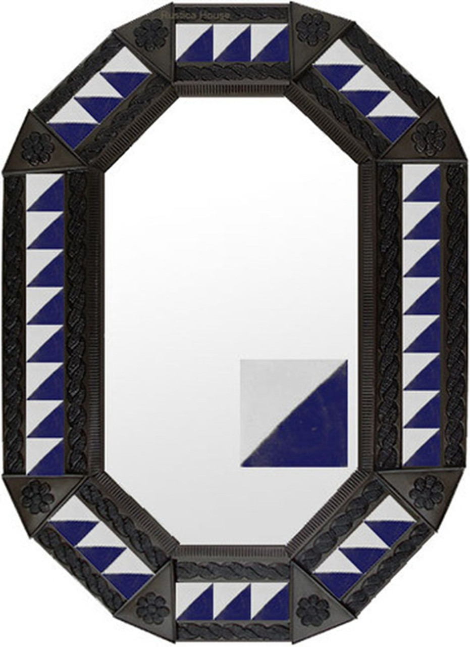 octagonal metal tin frame decorated with mexican hand puncheed tile