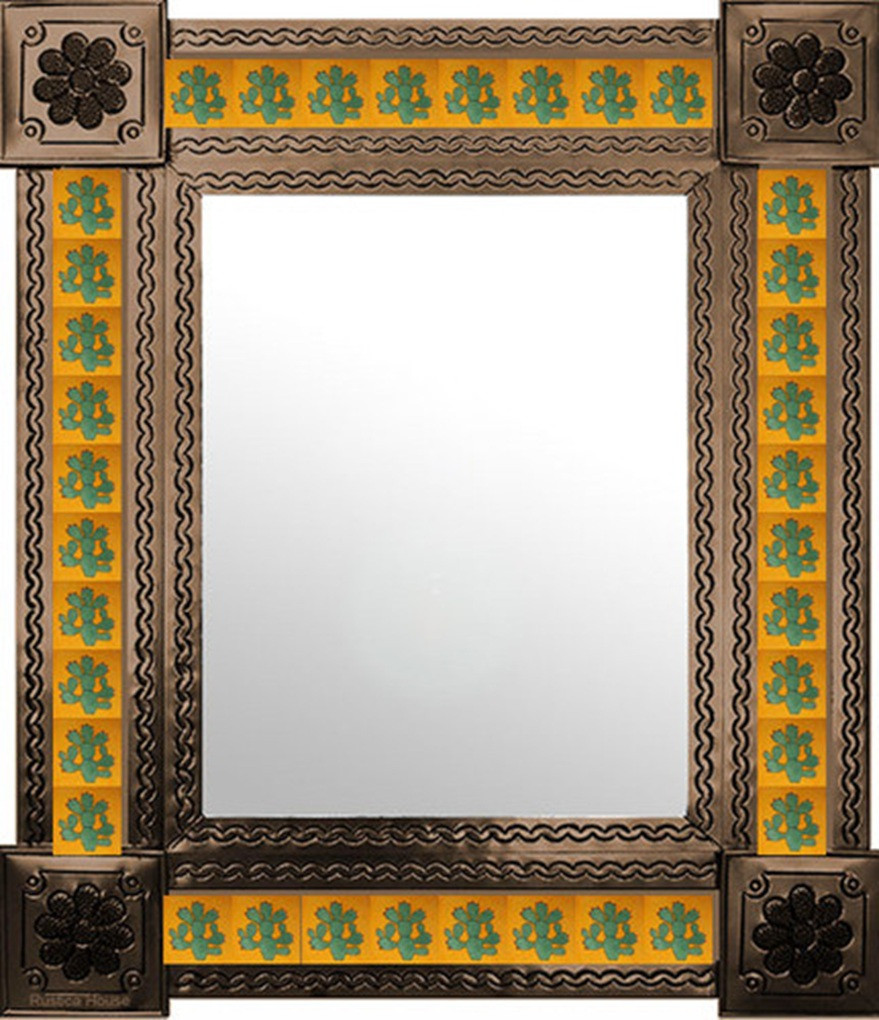 European mexican wall mirror with tiles