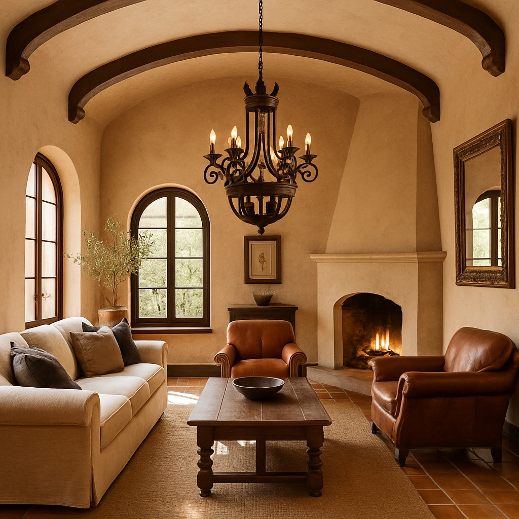 Vintage wrought iron chandelier living room