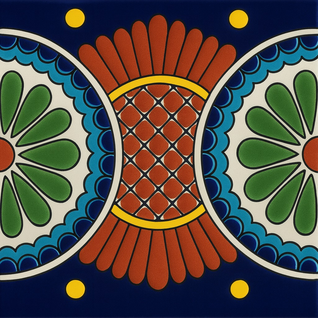 Colonial green red talavera Mexican border tile