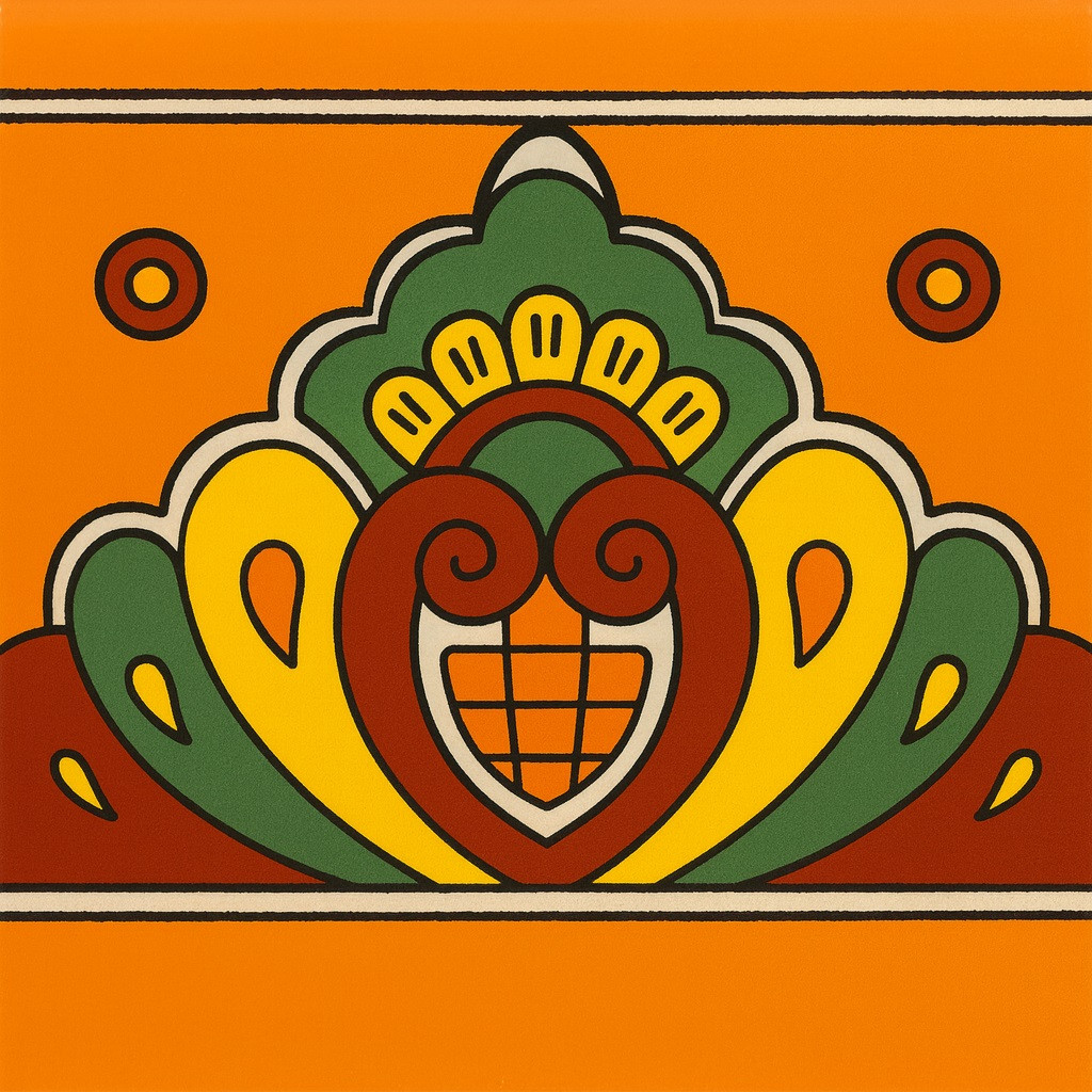 Mexican tile heart corn border handcrafted design
