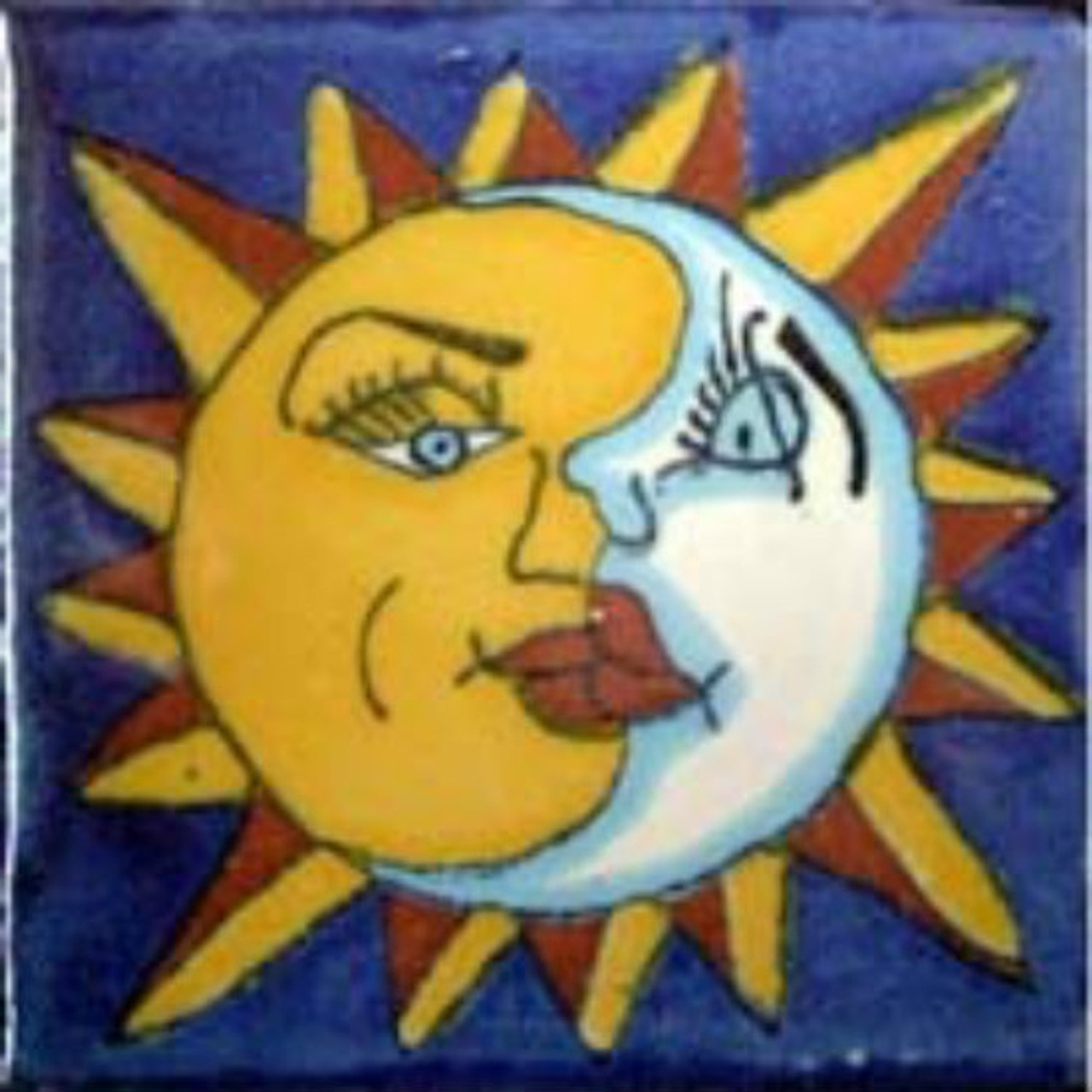 hand painted Mexican tile yellow white
