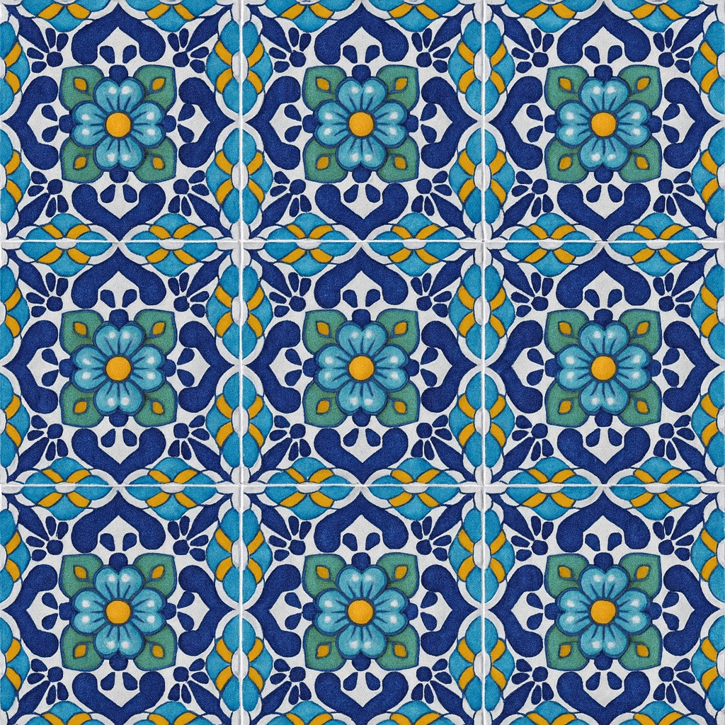 Talavera Tile Blue Green Ornament | Mexican Ceramic
