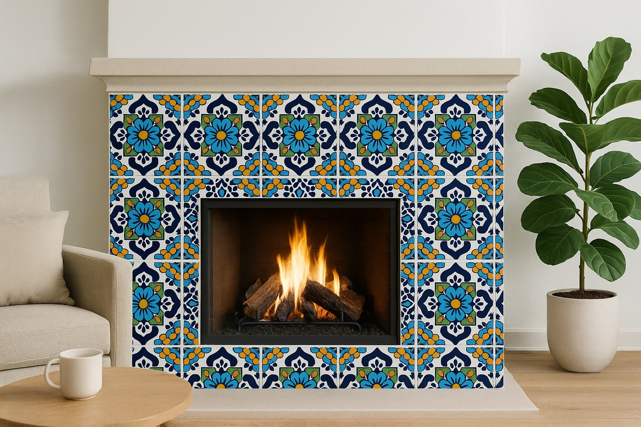 Talavera Tile Blue Green Ornament | Mexican Ceramic