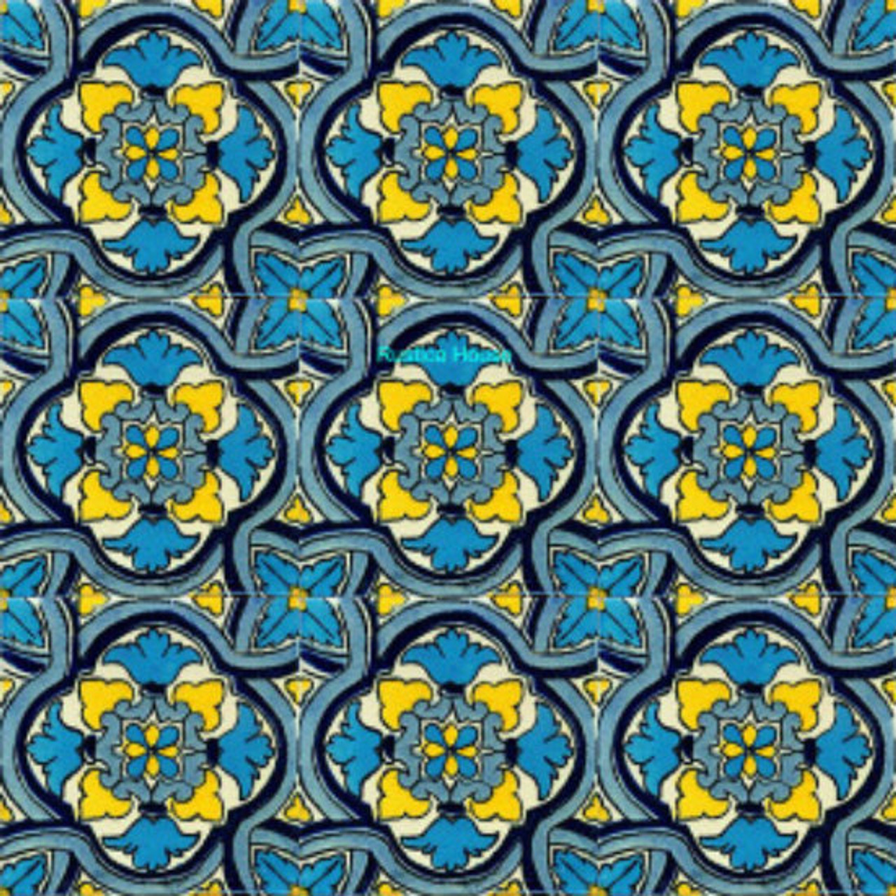 traditional Mexican tiles blue yellow