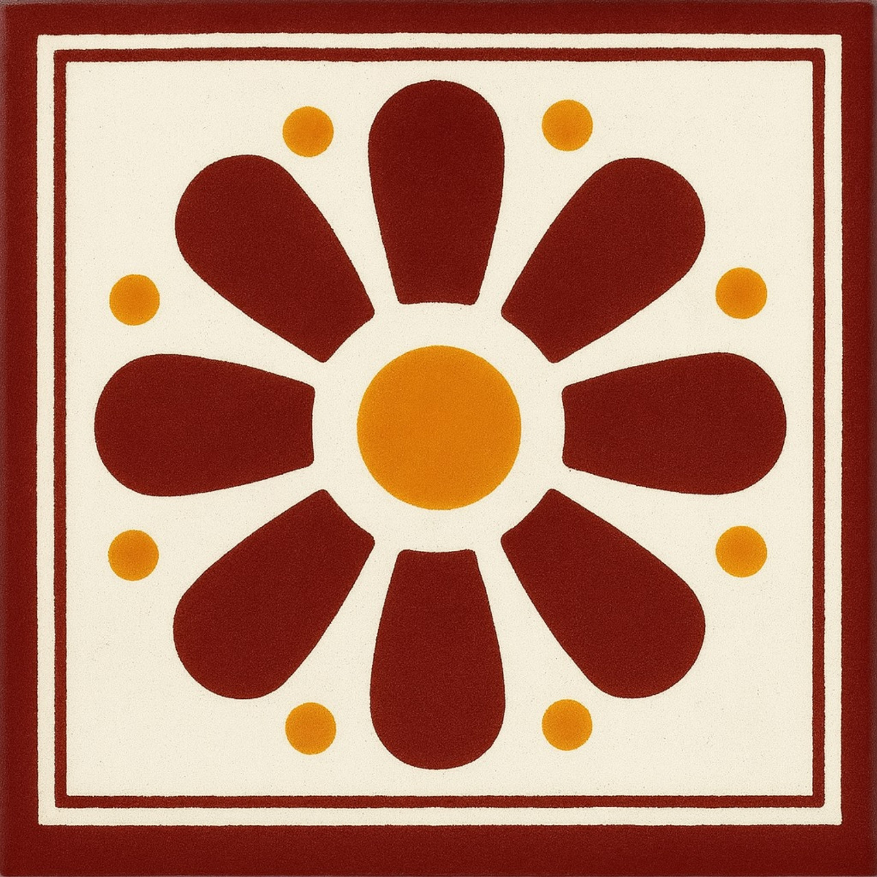 Red daisy Mexican tile design