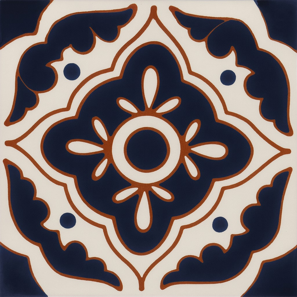Hacienda Cobalt Floral Talavera Tile – Classic Mexican Tile Design