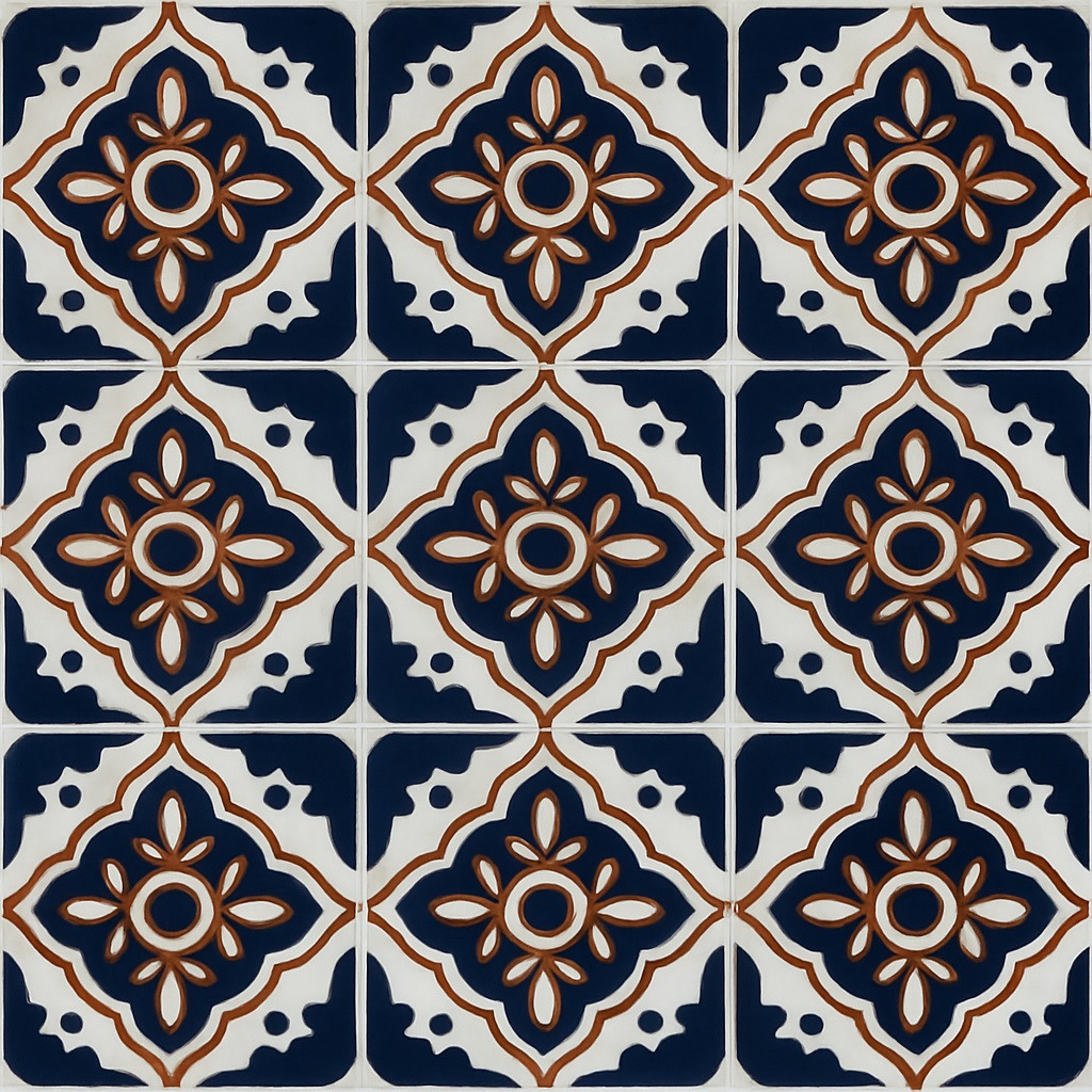 Hacienda Cobalt Floral Talavera Tile – Classic Mexican Tile Design