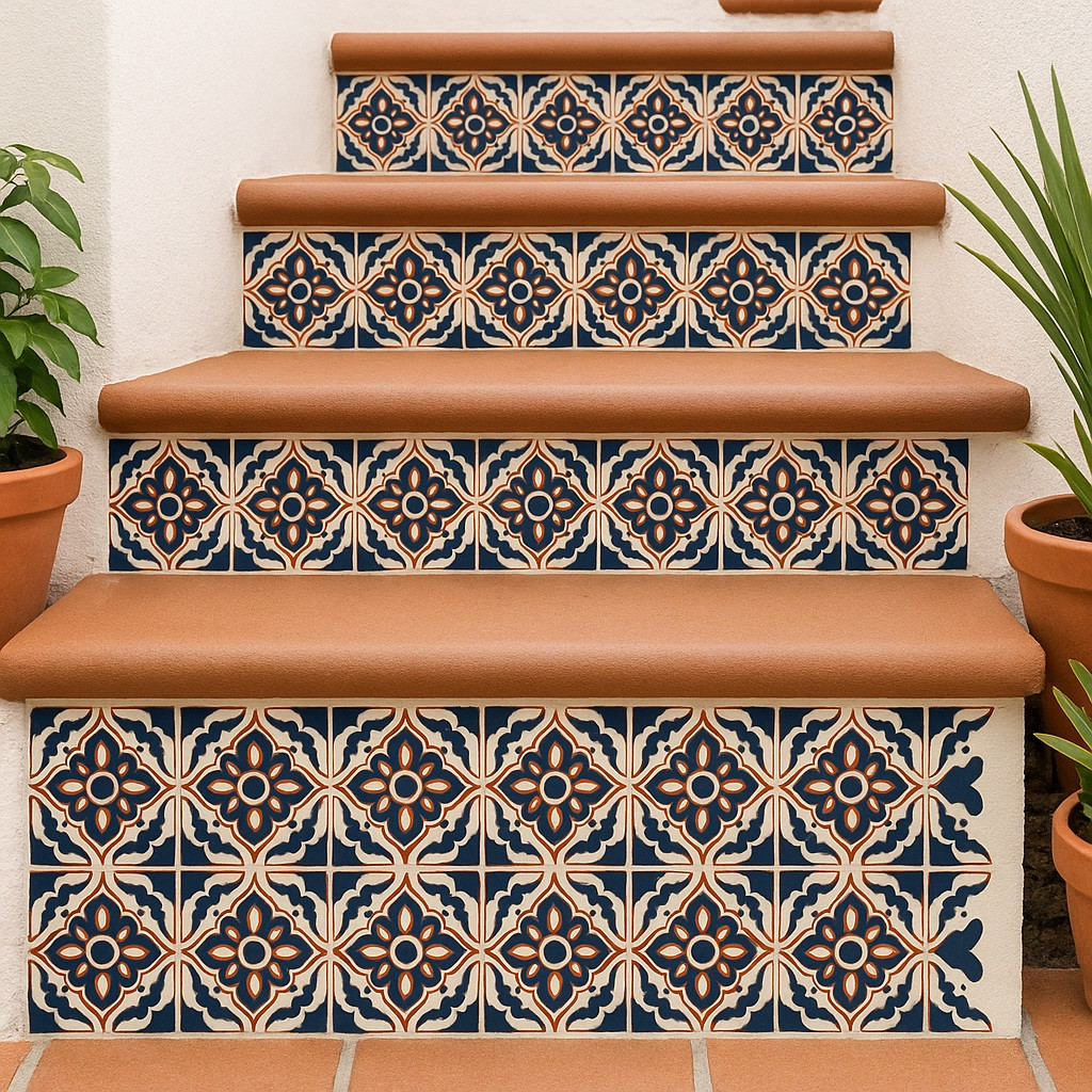 Hacienda Cobalt Floral Talavera Tile – Classic Mexican Tile Design