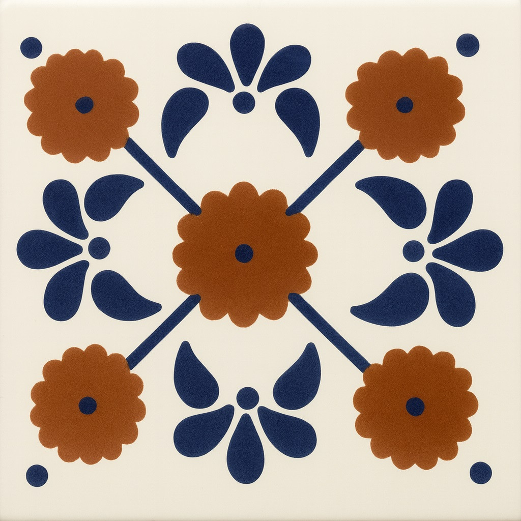 Talavera tile cobalt terracotta pattern