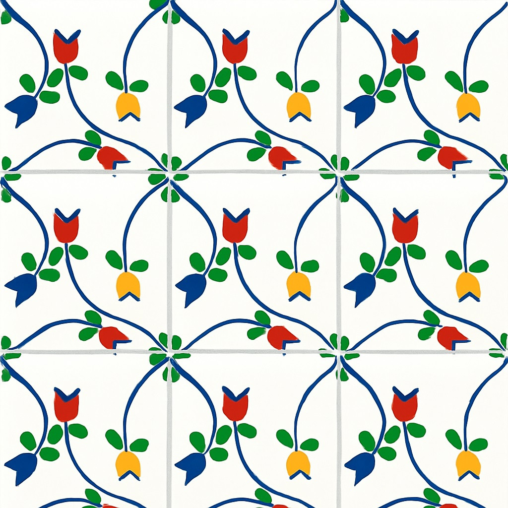 Talavera Tile – Floral Tulip Pattern Mexican Tile