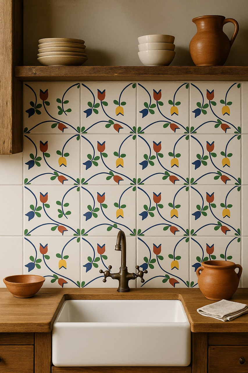 Talavera Tile – Floral Tulip Pattern Mexican Tile