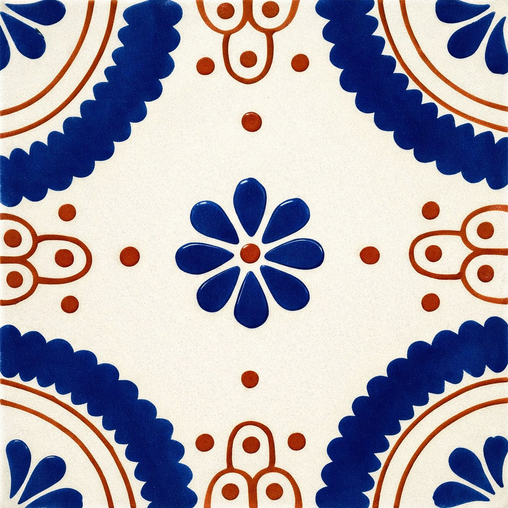 Blue talavera floral medallion tile
