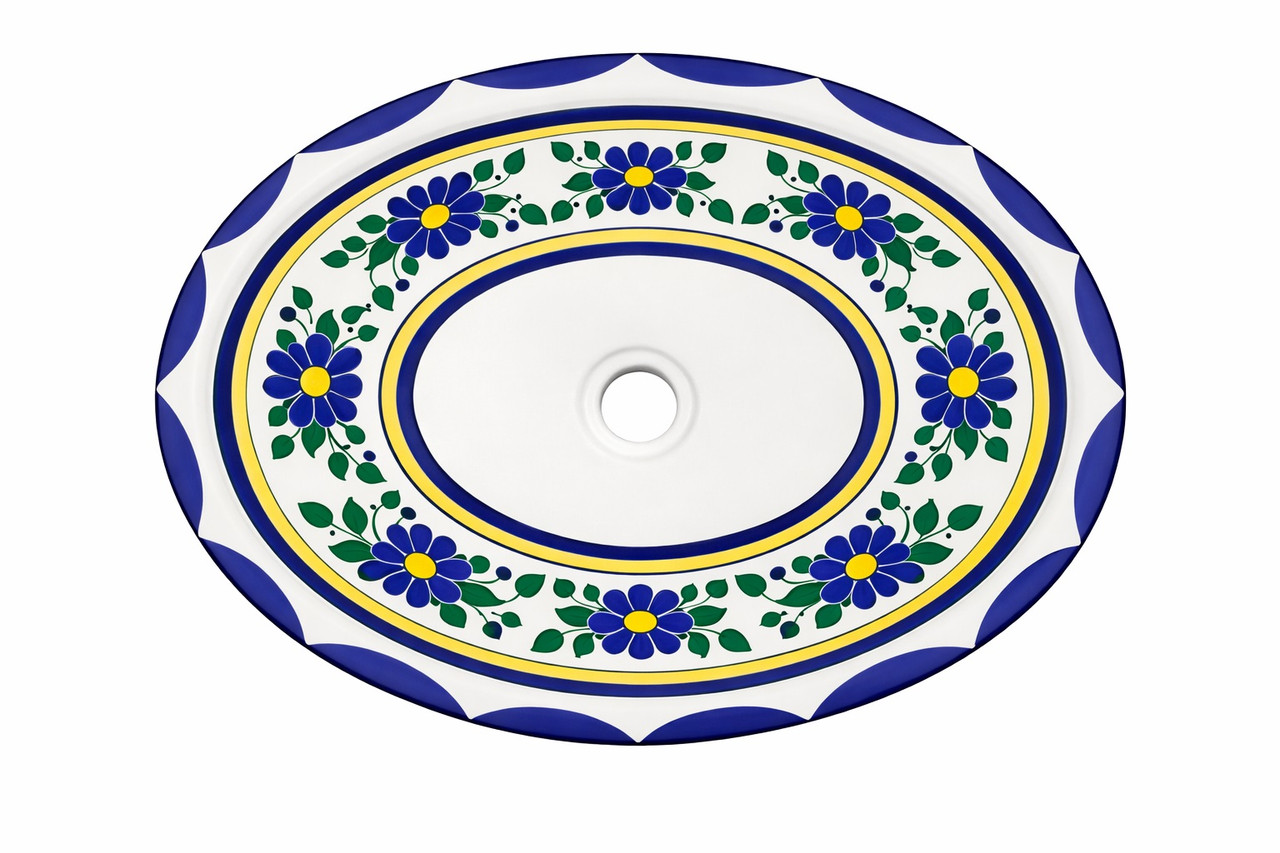 Talavera blue yellow floral sink