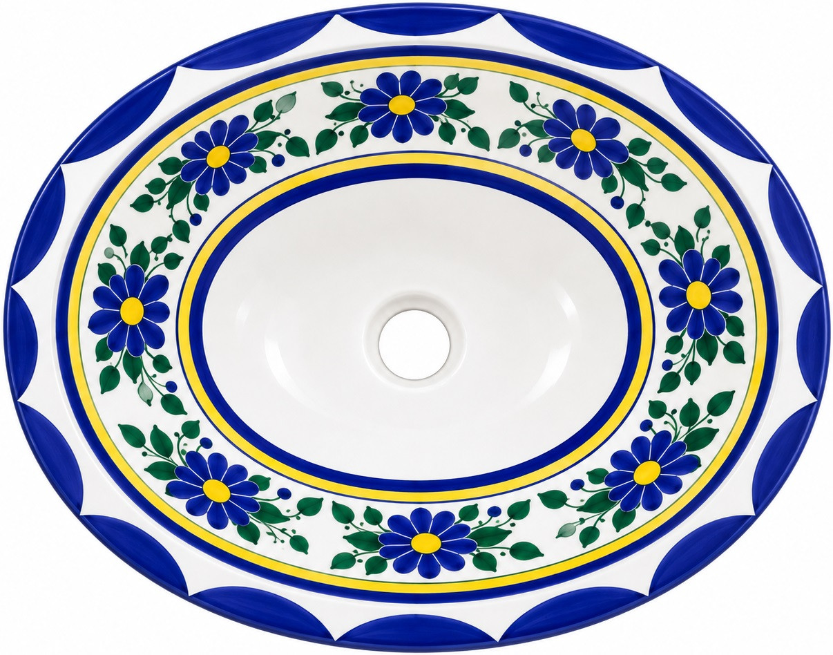 Talavera blue yellow floral sink