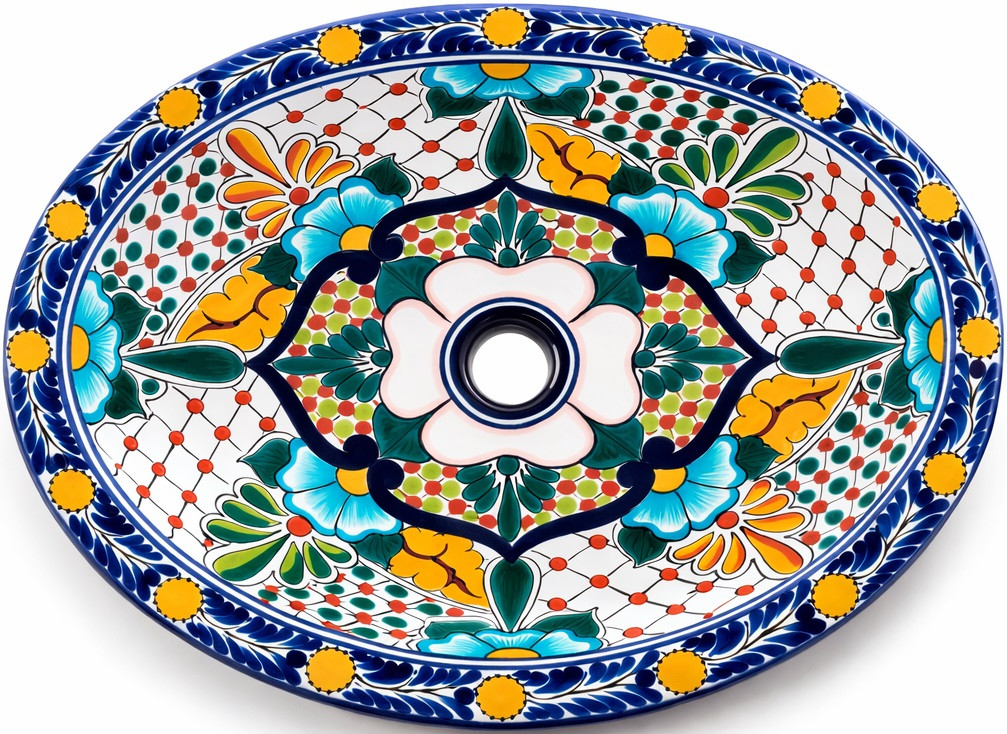Talavera floral lattice mexican bathroom sink
