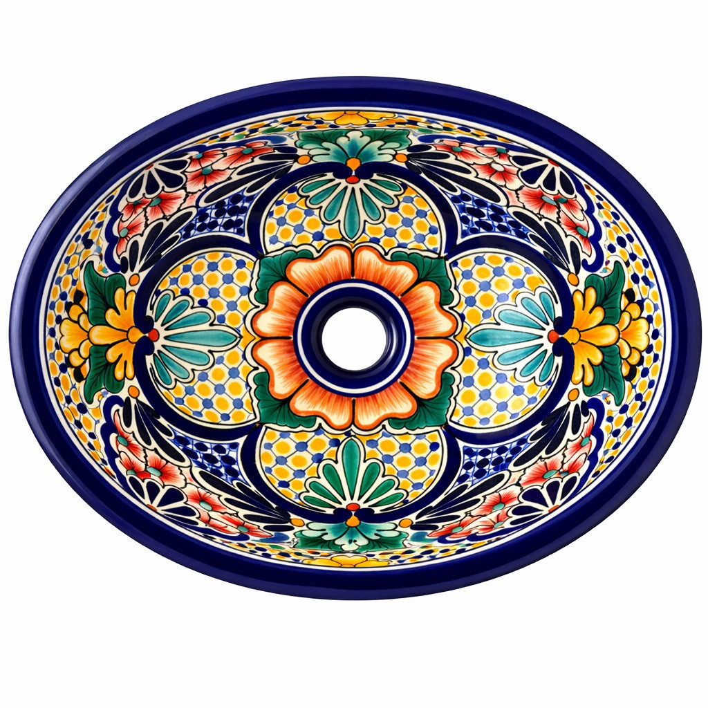 Talavera floral medallion bathroom sink