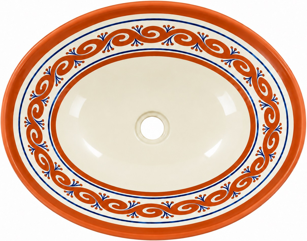 Terracotta scroll mexican bathroom sink