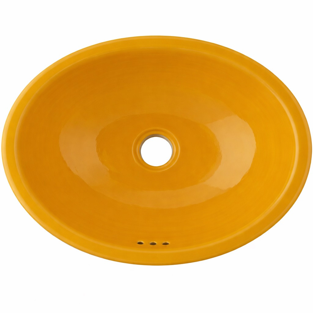 Solid yellow talavera bathroom sink