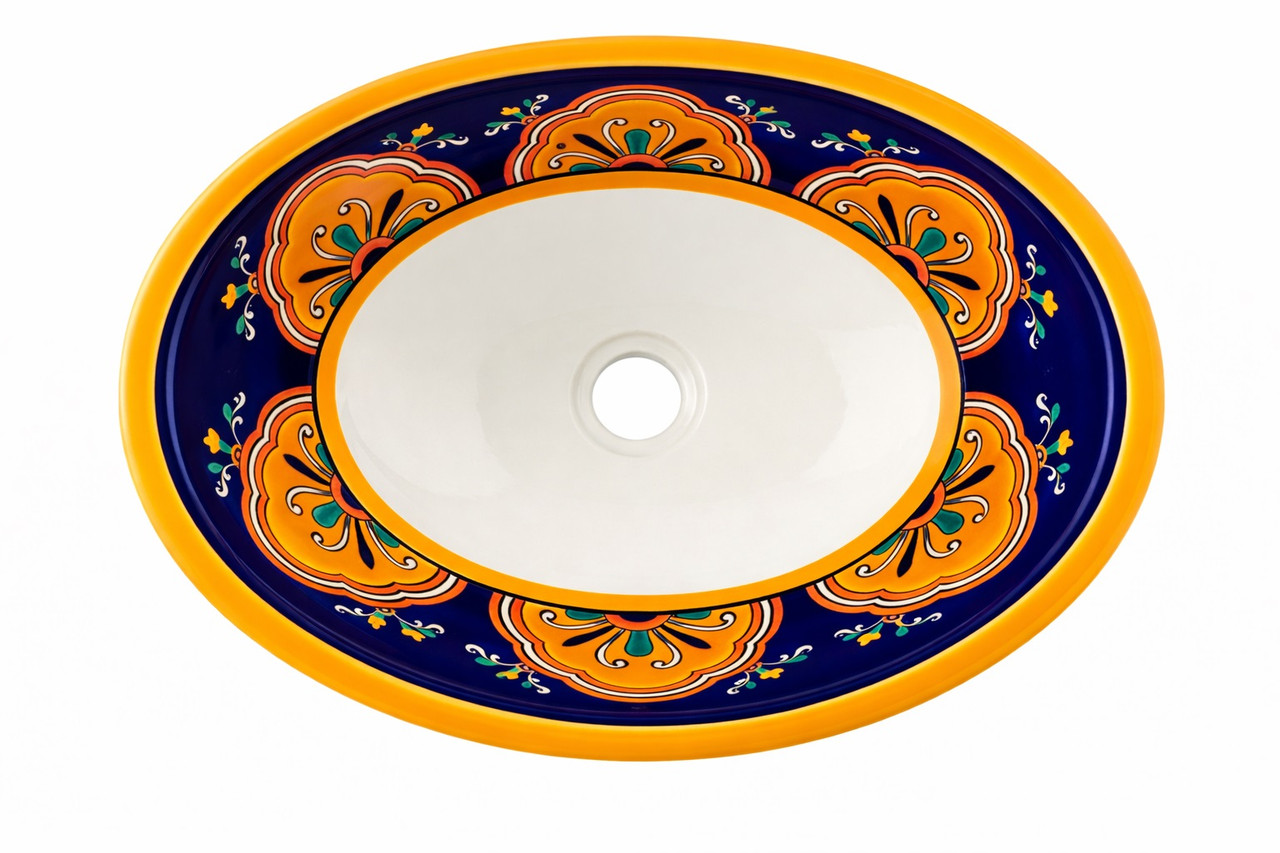 Talavera orange shell bathroom sink