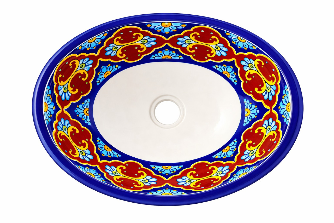 Talavera cobalt terracotta bathroom sink