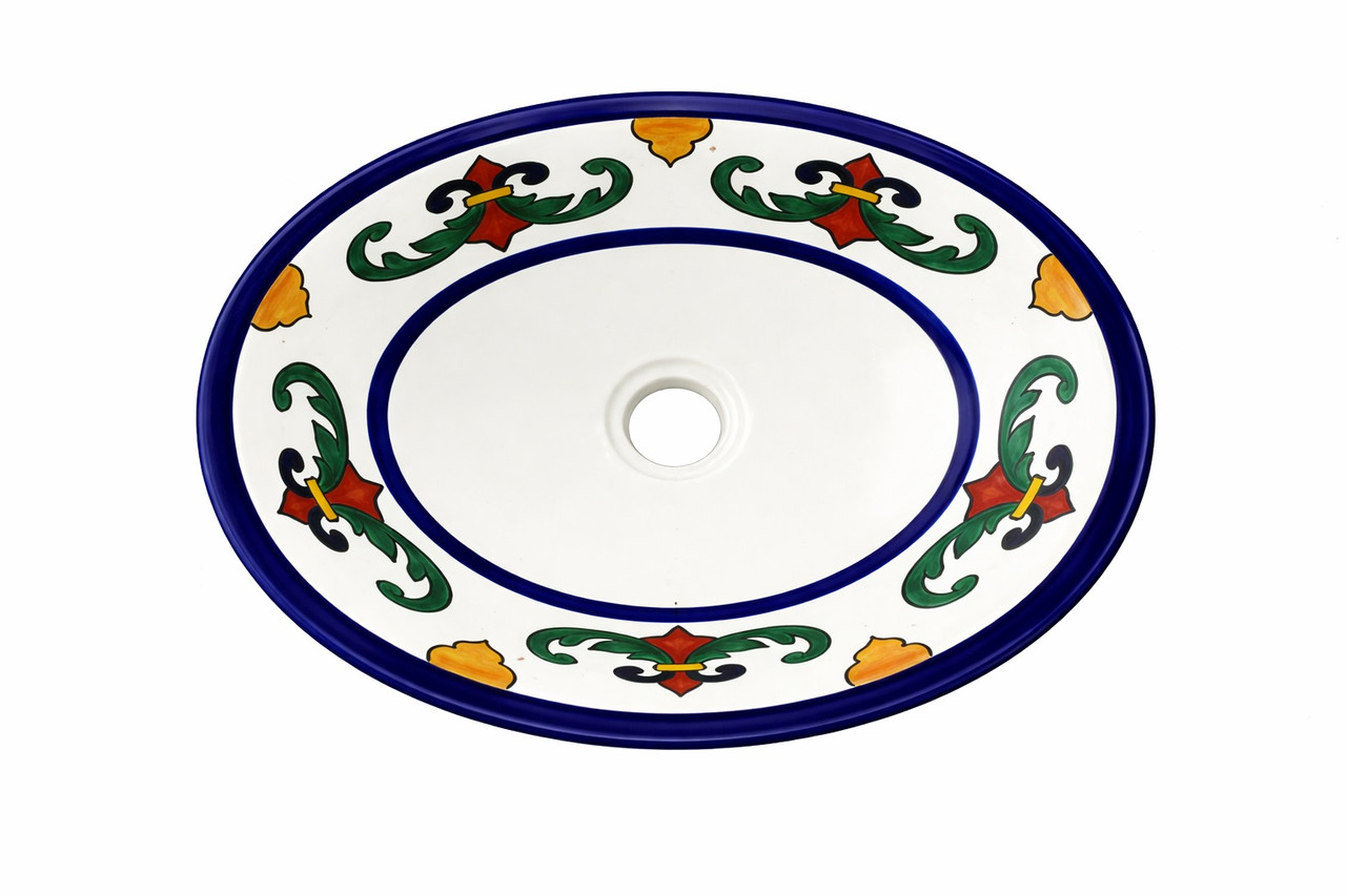 Talavera scroll motif bathroom sink