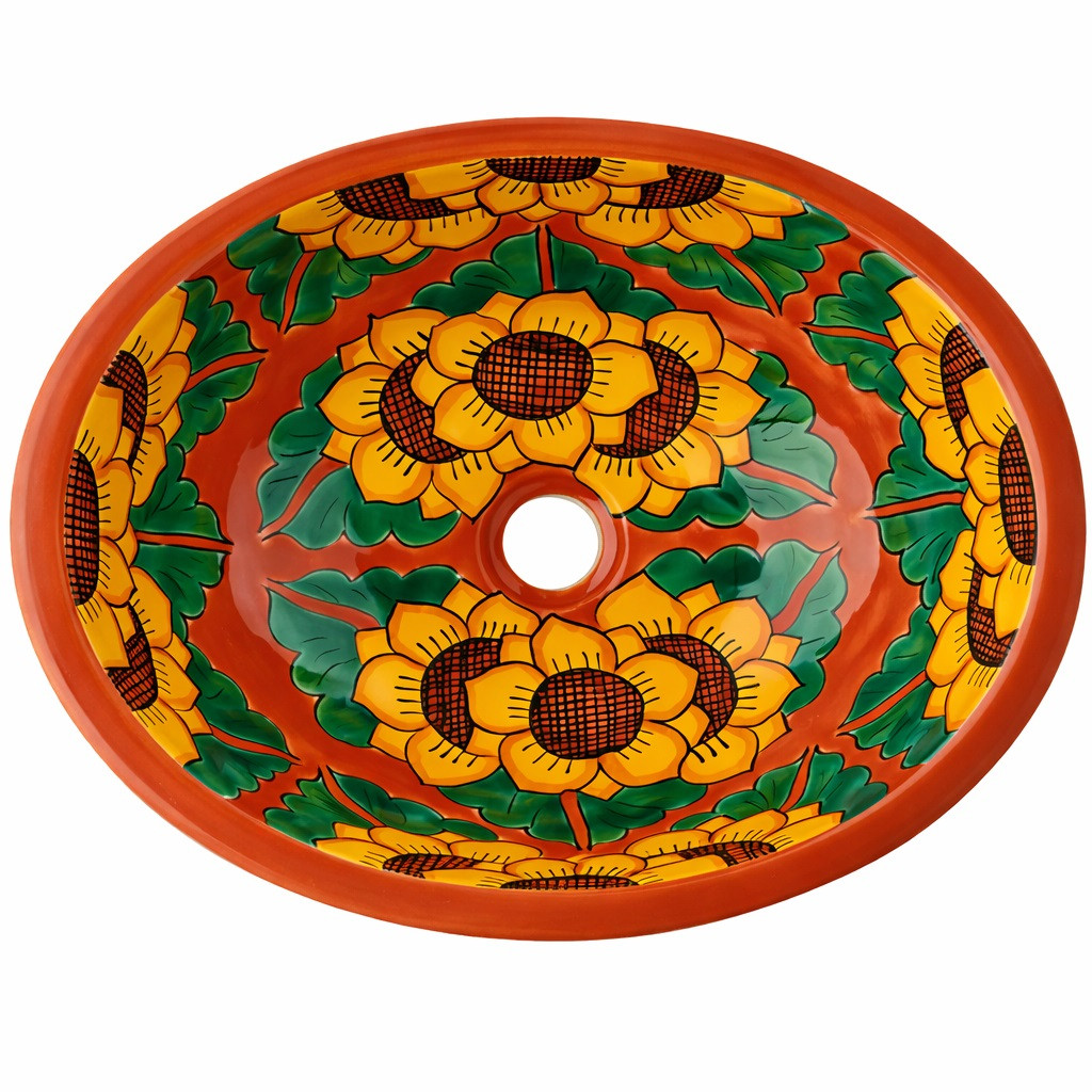 Sunflower talavera bathroom sink