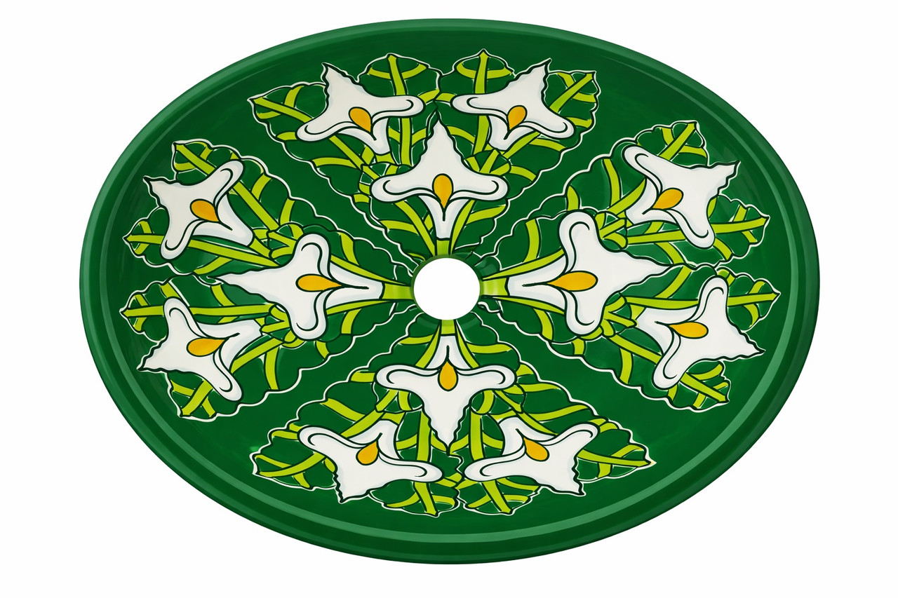 Green calla talavera mexican bathroom sink