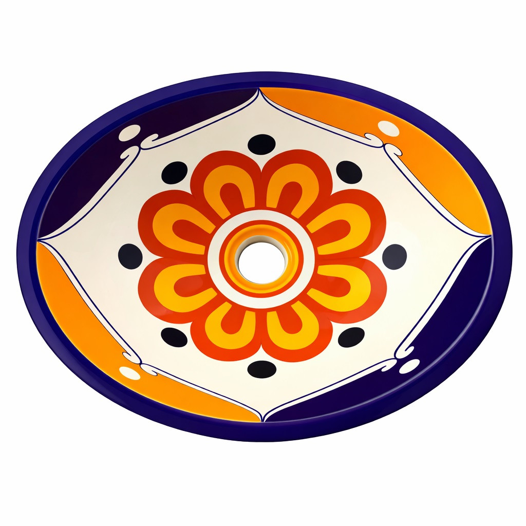Talavera yellow floral center sink
