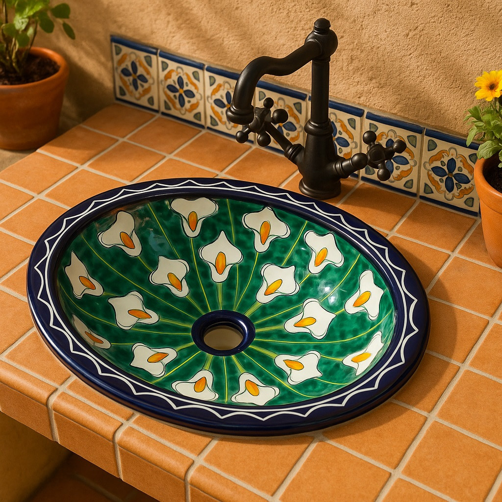 Mexican Talavera Calla Lily Sink