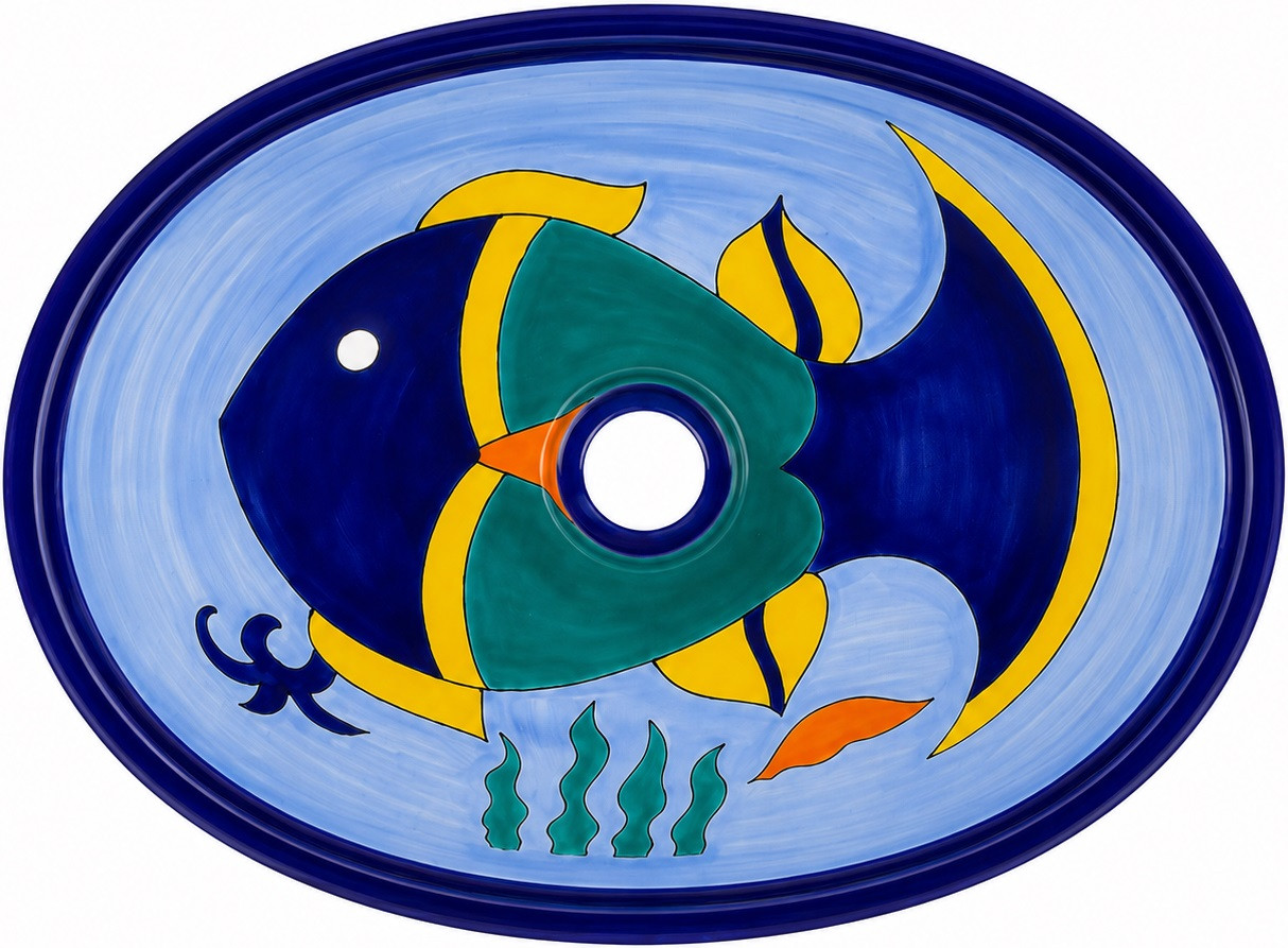 Tropical fish talavera bathroom sink