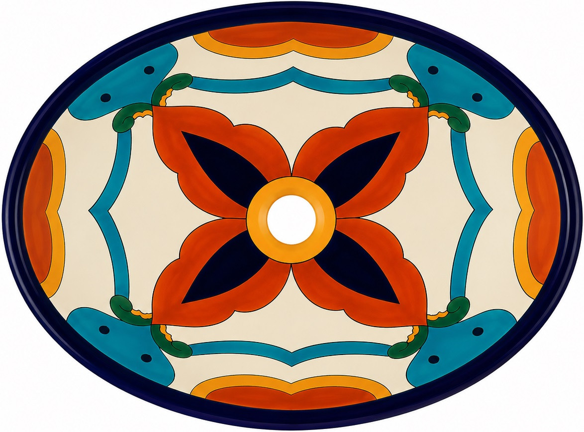 Terracotta medallion talavera bathroom sink