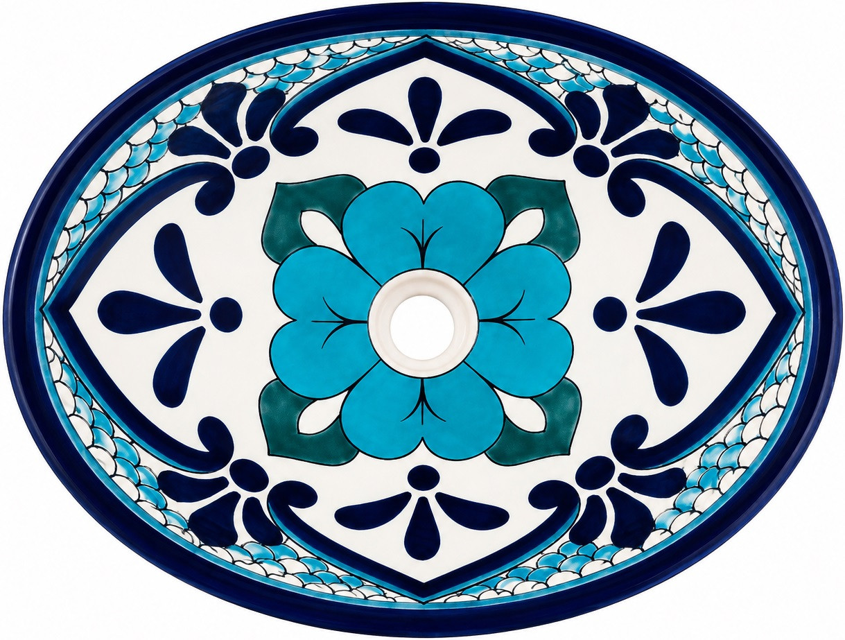 Turquoise medallion talavera bathroom sink