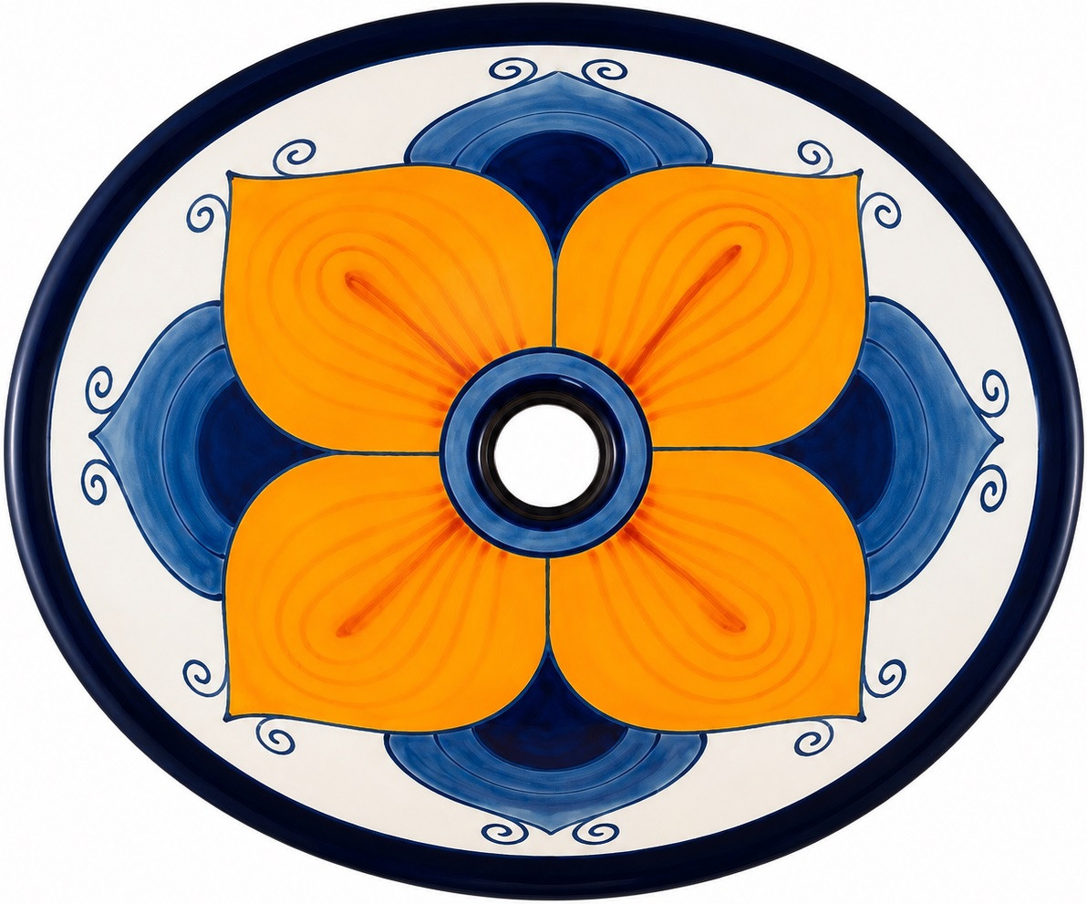 Mexican bathroom sink in artisan floral style