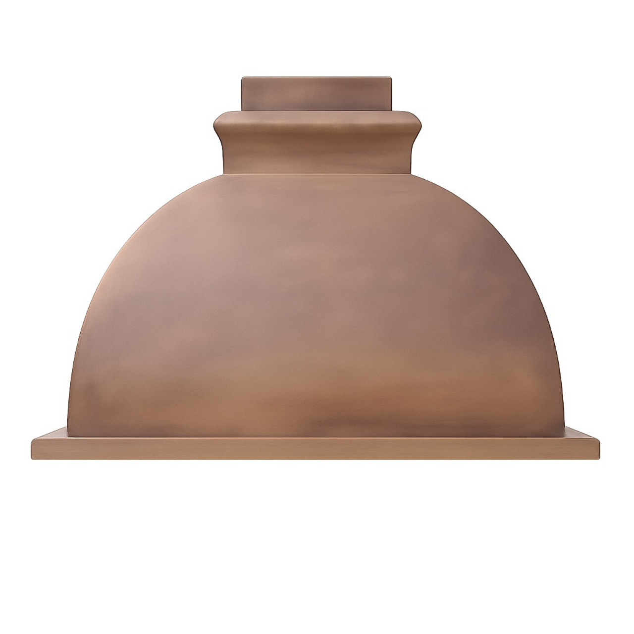 Custom patina copper range hood - front view