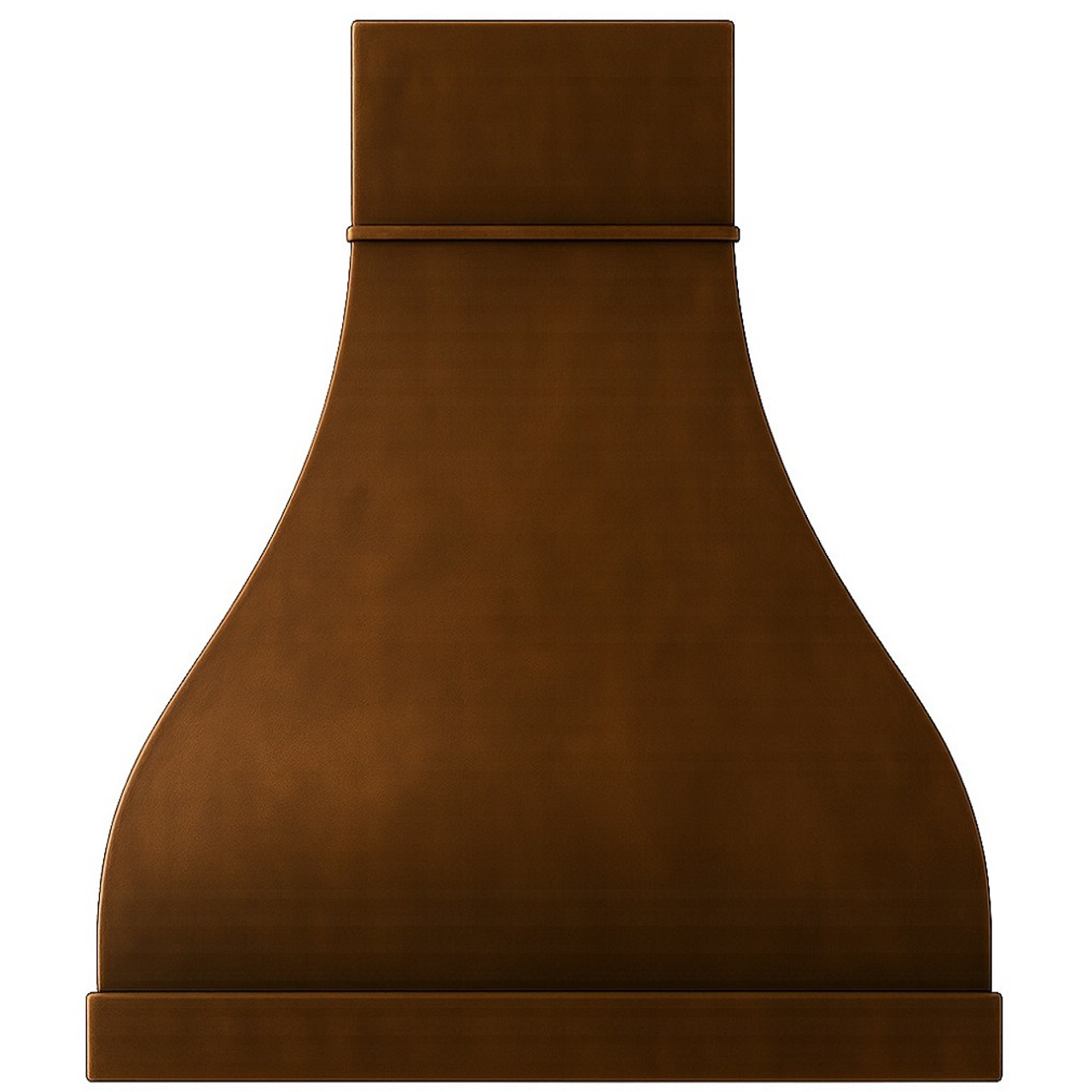 Rustic bell-shape copper range hood - front view