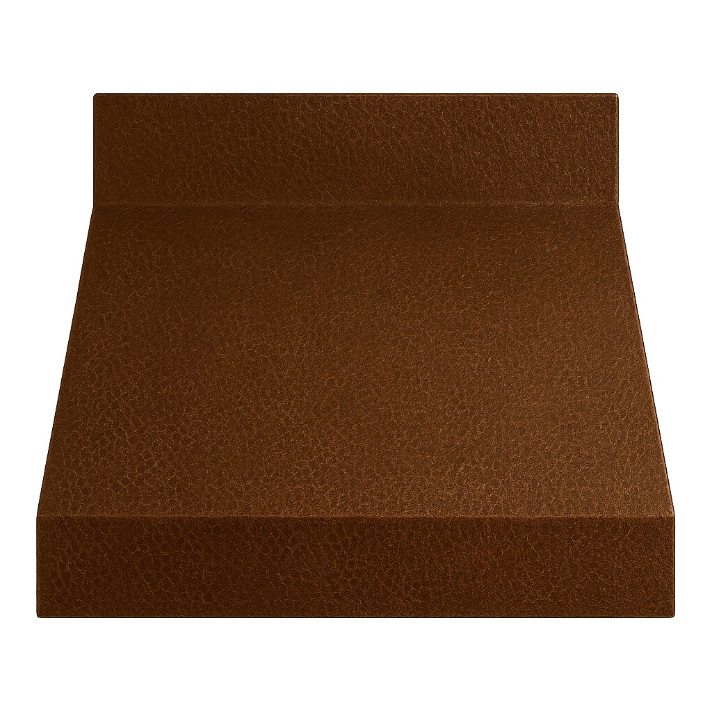 Simple under cabinet copper range hood with light coffee patina finish, compact hammered canopy with warm brown copper tones