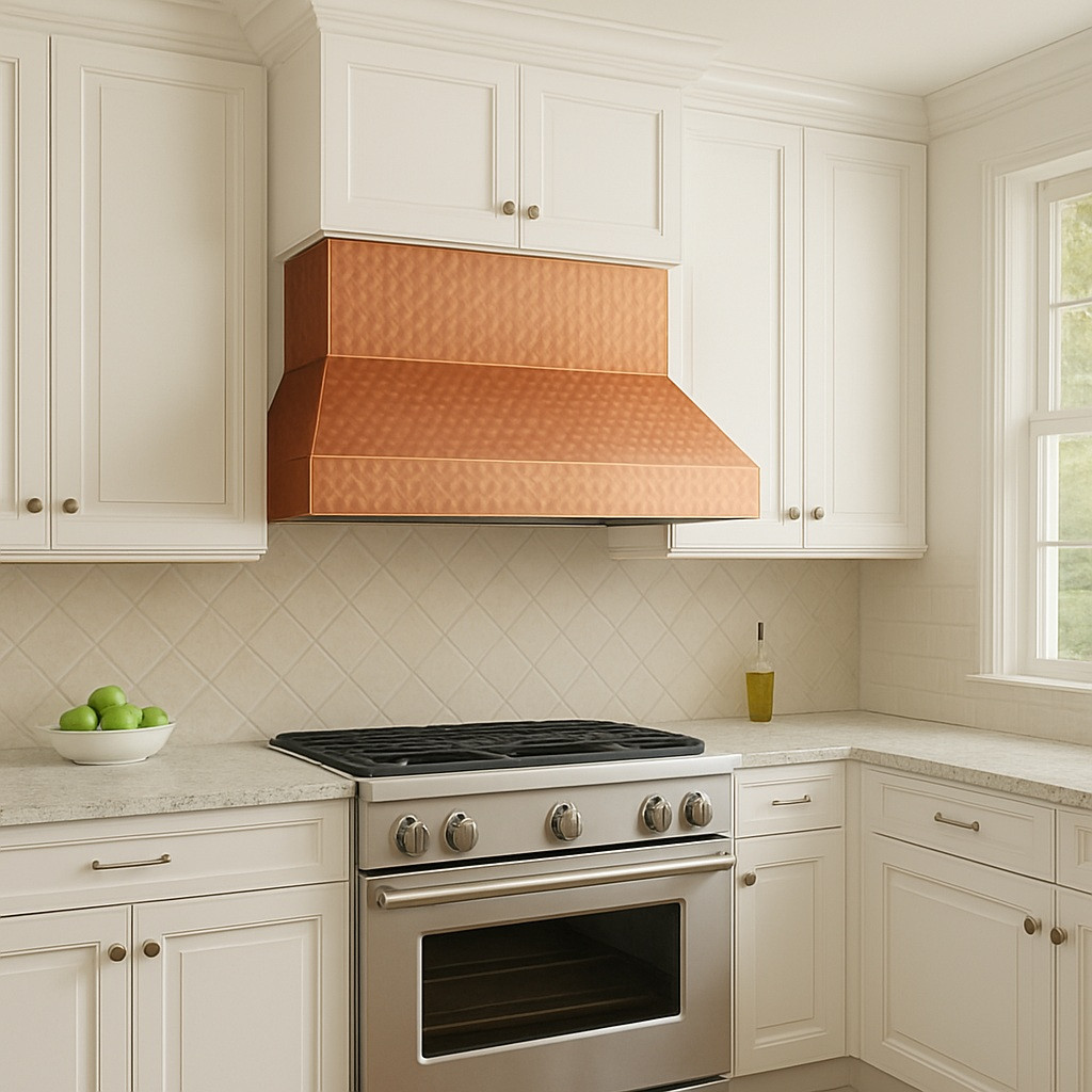 コレットマルーフ カフポニー ブラウン Hand-Hammered Under-Cabinet Copper Range Hood