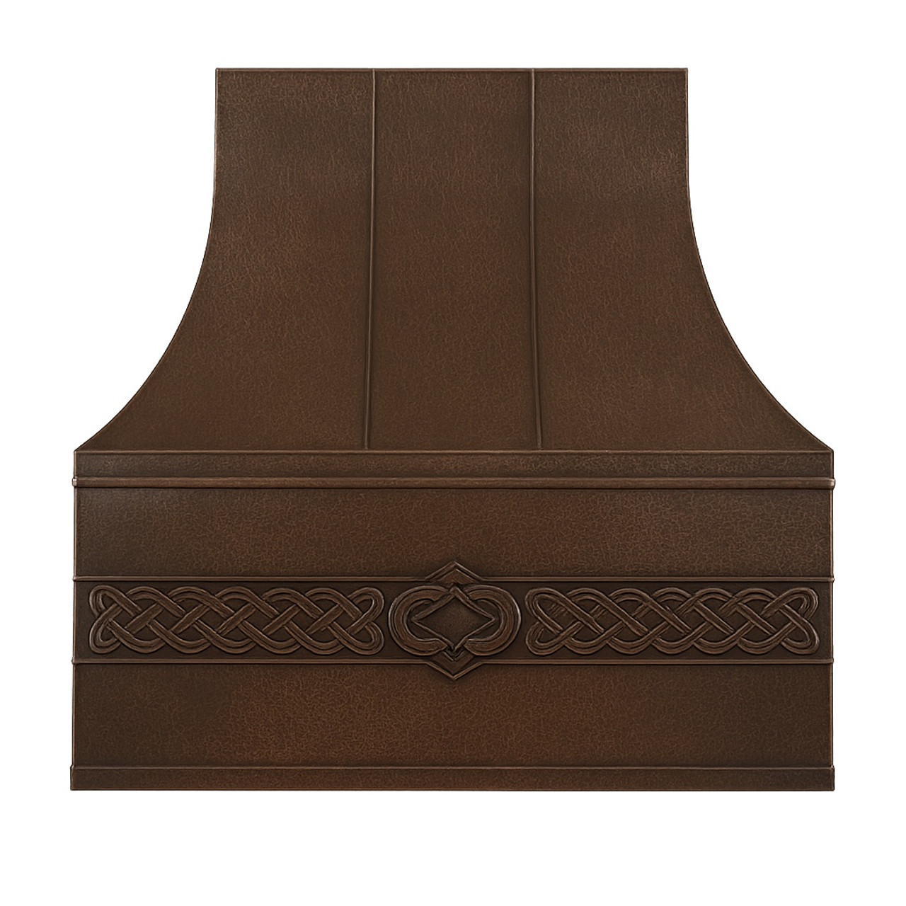 Celtic copper range hood - front view