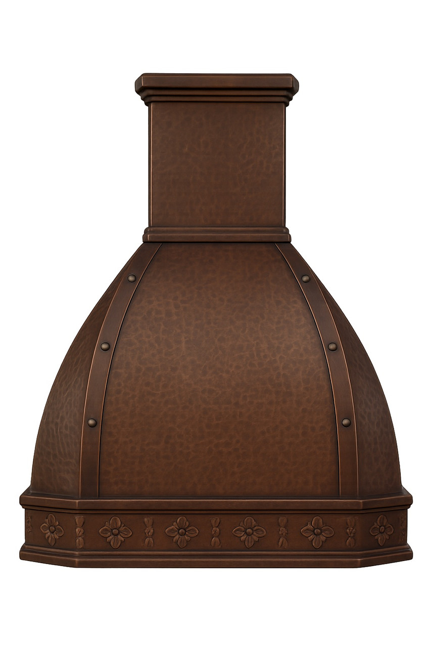 Califonia mission copper range hood - front view